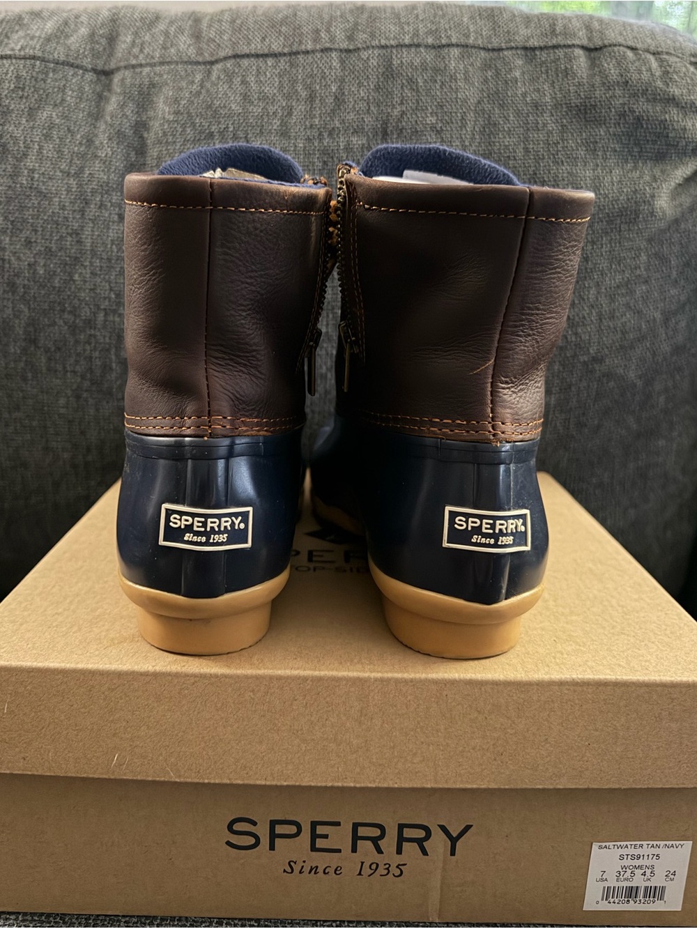 Women’s Brown & Navy Sperry Duck Boots - size 7 - Picture 5 of 8